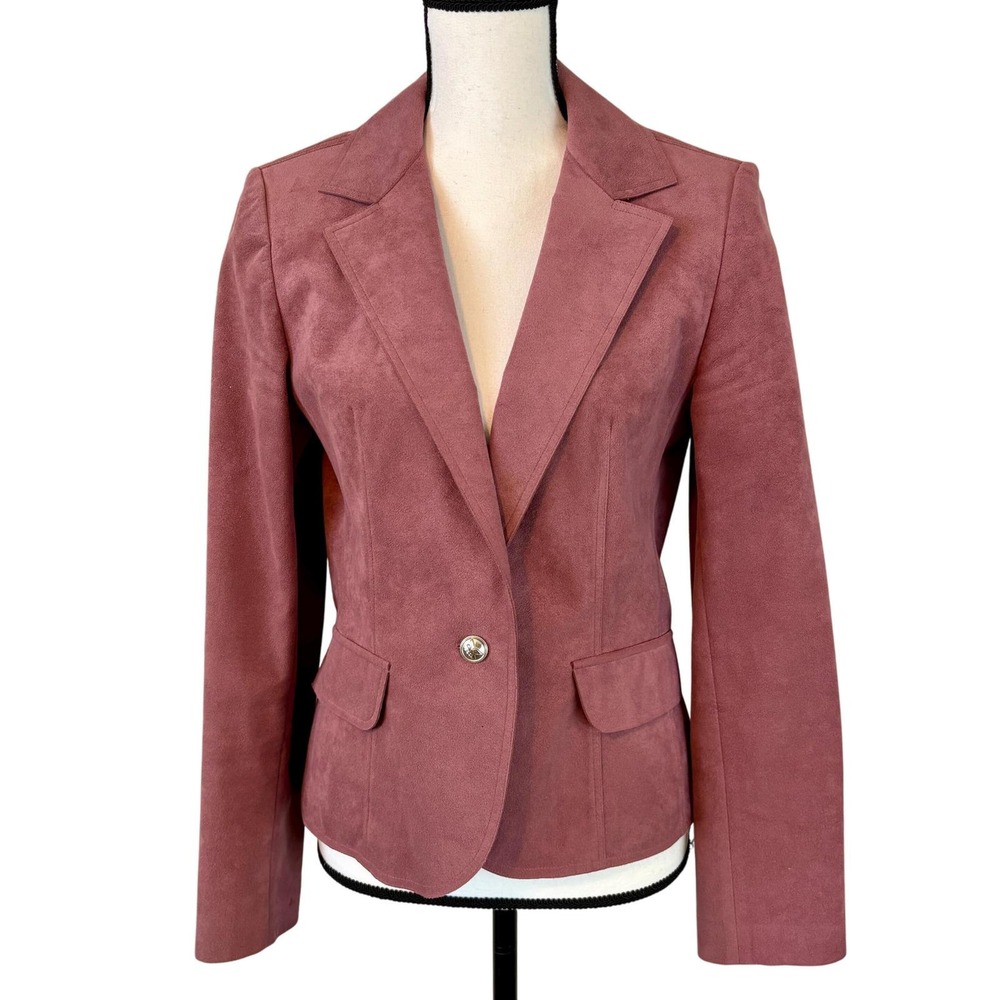 Ernst Strauss Blazer Womens 8 Mauve Pink Skinner Ultra Suede Vintage Made in USA